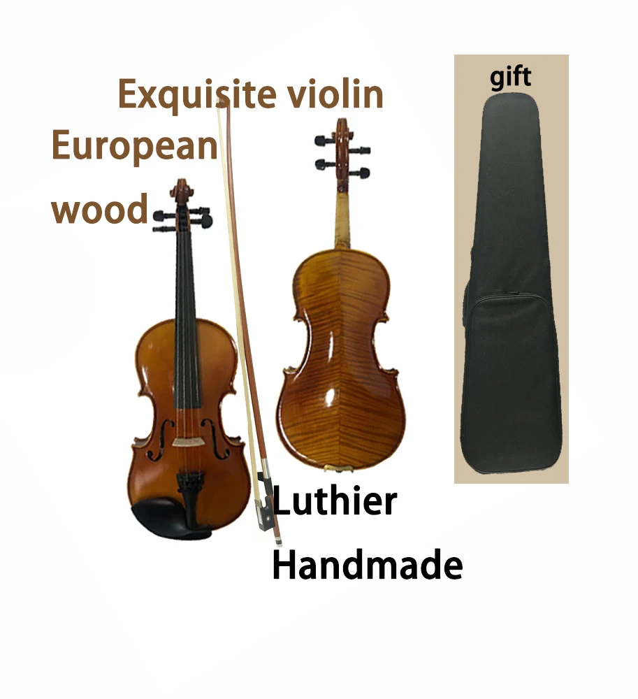 

Скрипка 4/4 ручной работы, профессиональная полностью Европейская древесина, изготовленная известным музыкальным инструментом luthier, маслян...