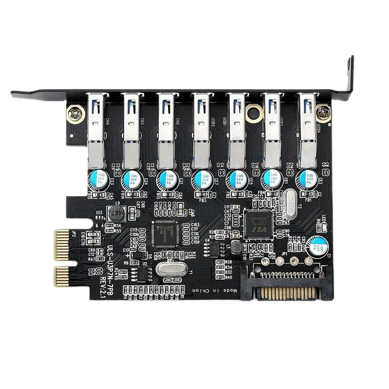 

7-Ports USB 3.0 5Gbps PCI Express (PCI-E) Expansion Card for WINDOWS XP/VISTA,7,8,8.1, and LINUX PCs