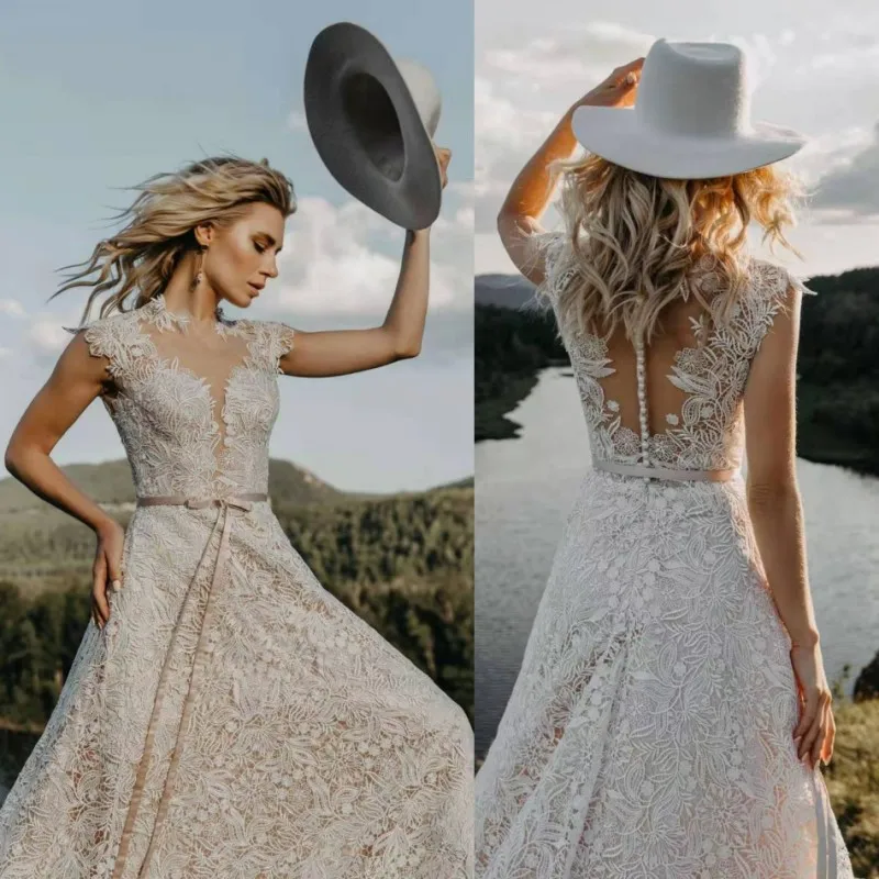 Винтажное кружевное свадебное платье UMK в стиле бохо элегантные свадебные платья