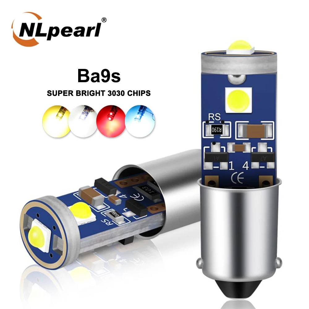 

NLpearl 2x Signal Lamp BA9S Led Bulb Super Bright 3030SMD T4W Led Canbus Car Interior Light Dome Readling License Plate Lamp 12V