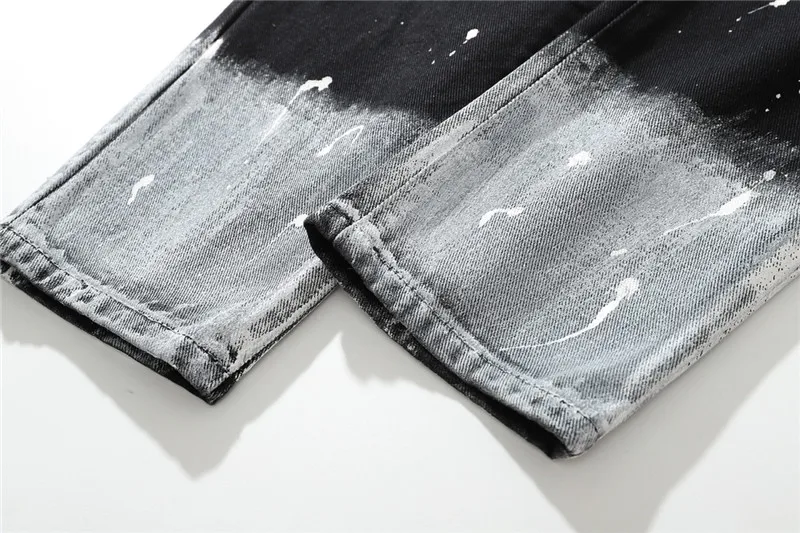 Джинсы Idopy мужские с рисунком модные прямые штаны из денима чернильным брызговым