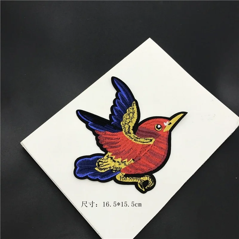 1 пара красные Птицы мультфильм Животные вышивка утюгом патчи для одежды платья