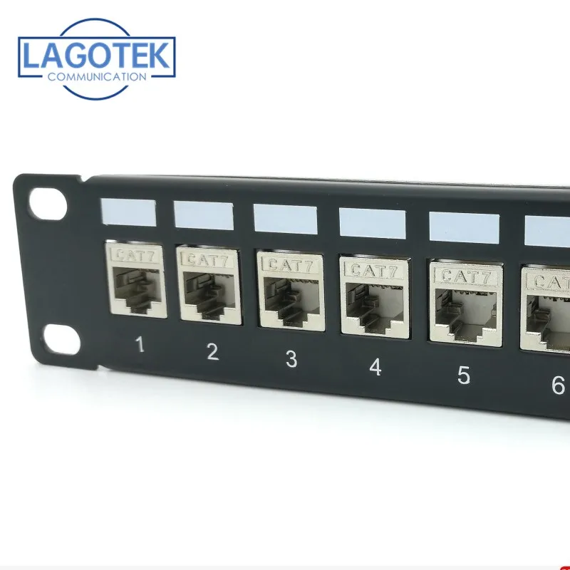 Cat7 Cat6A Patch Panel Modular - 24 Ports - 1U - Screen - For Keystone Modules - 19 Inch  Rack - Black (+ 24pcs  RJ45 Assembly)