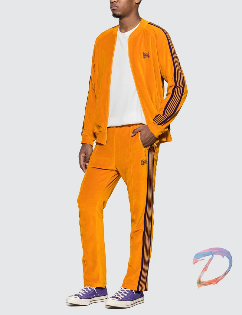 

AWGE Needles Rocky Pant Men Women's High Quality Yellow Velvet Butterfly Embroidery AWGE Needles Sweatshirt Oversize Sweatpants