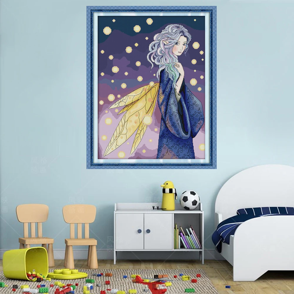 NKF девушка сидела на драконе читая книгу 11CT 14CT рукоделие в стиле животных для