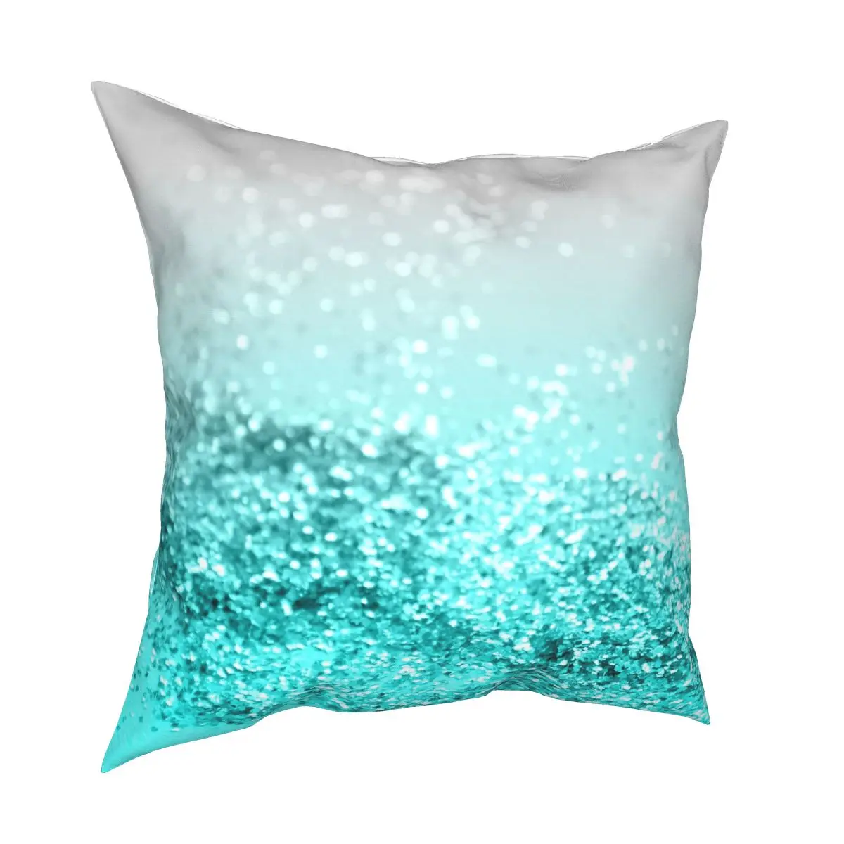 Silver Gray Aqua Teal Ocean Glitter Square Pillowcase Polyester Printed Zipper Decor Throw Pillow Case for Bed Cushion Cover | Дом и сад