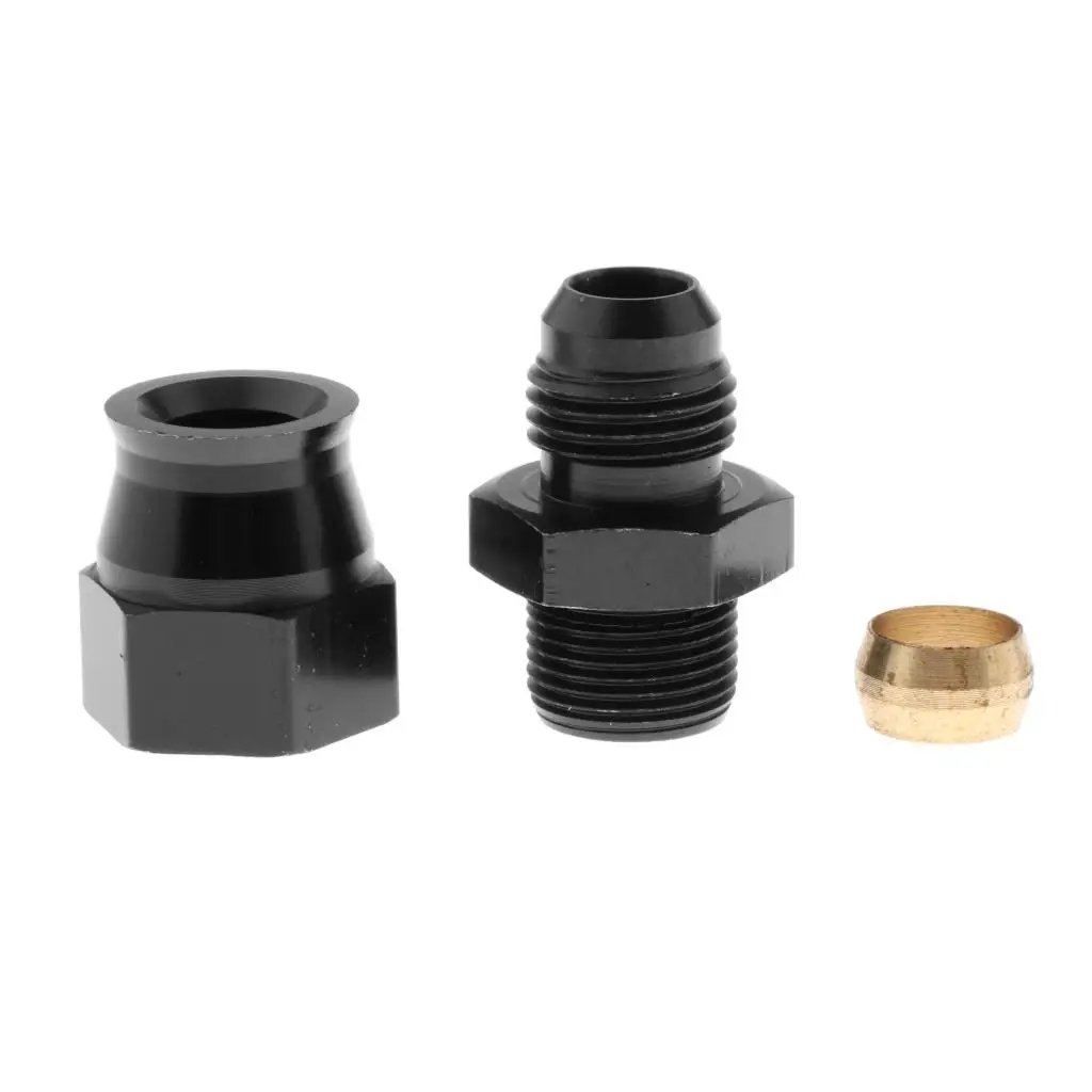 

CNC Aluminum 3/8" 9.5mm Tube to 6 AN Male Adapter Fitting With Brass Ferrule