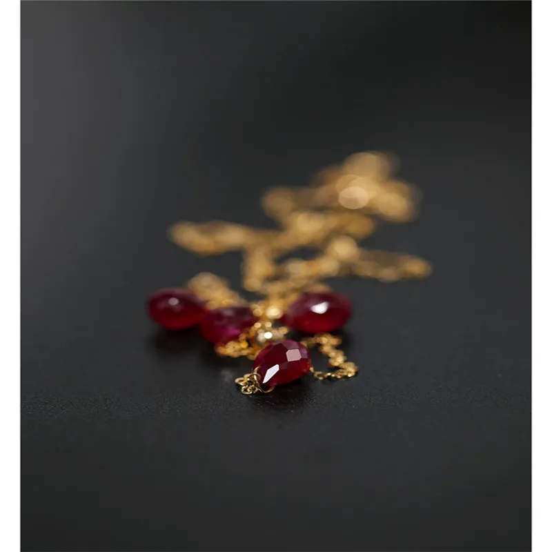 Бренд DAIMI граненый Рубин Цепочки и ожерелья женский желтый 18K золотой Небесно