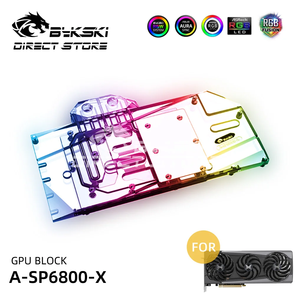 

Bykski ARGB GPU воды блок сапфир RX 6800 видеокарты блок кулер ПК водяного охлаждения VGA блок A-SP6800-X