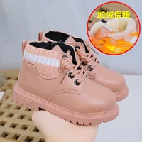 winter new kids snow boots fashion baby girl shoes non slip plush warm boys ankle boots leather shoes size 21 30 sqj001
