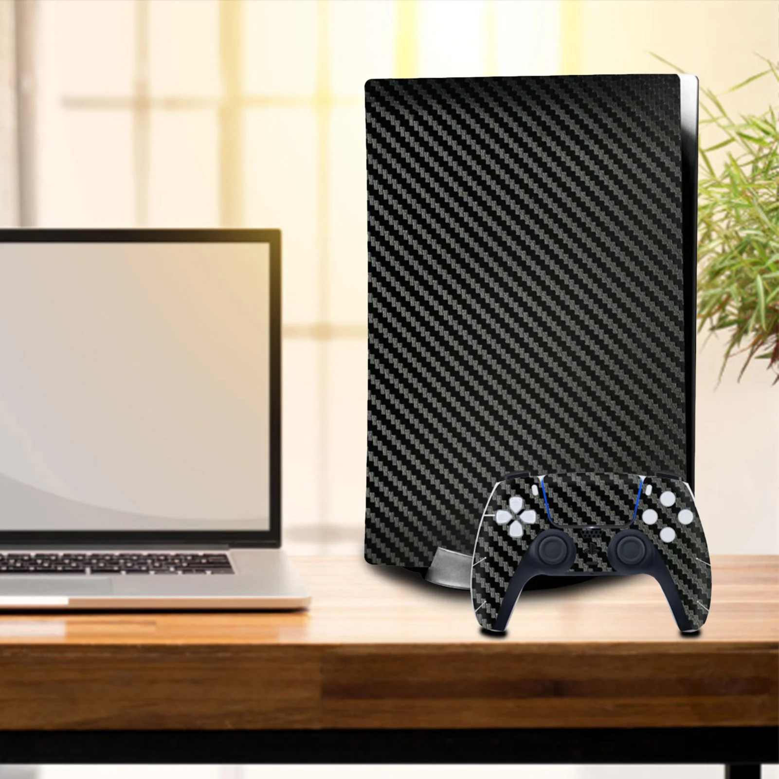 

Dustproof Anti-scratch Gamepad Decals For PlayStation 5 Carbon Fiber Pattern Decorative Stickers For PS5 Console & Controller