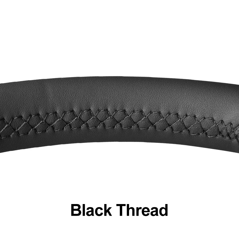 Black Thread Ручной стежок черный искусственный кожаный чехол рулевого колеса автомобиля для Nissan X-Trail Qashqai Rogue(Sport) Leaf Kicks Altima Micra - Название цвета: Black Thread