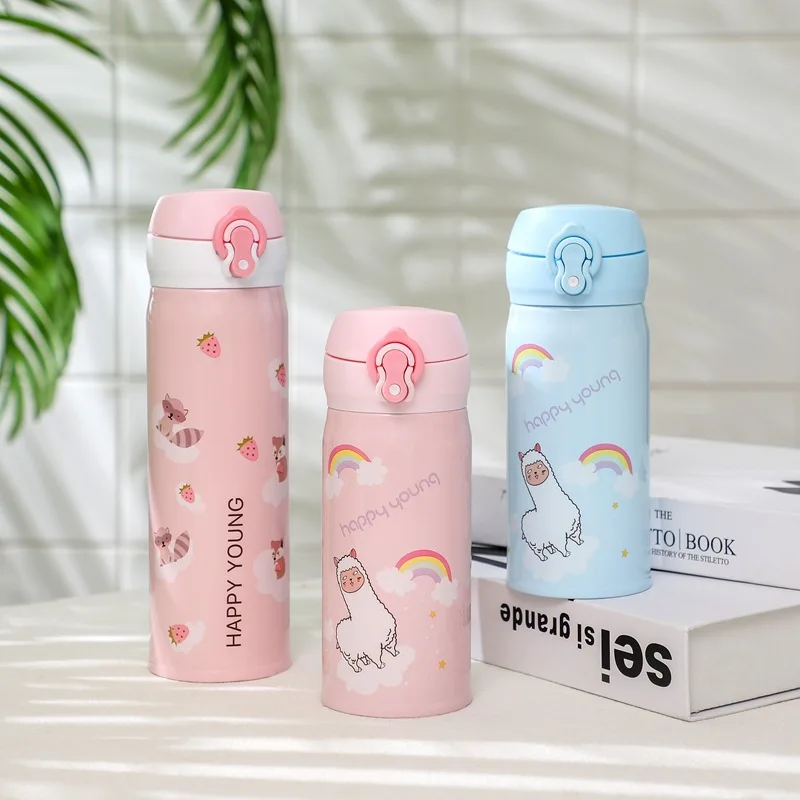 Новый термос из нержавеющей стали милый ламы и альпаки бутылка для воды детей 350