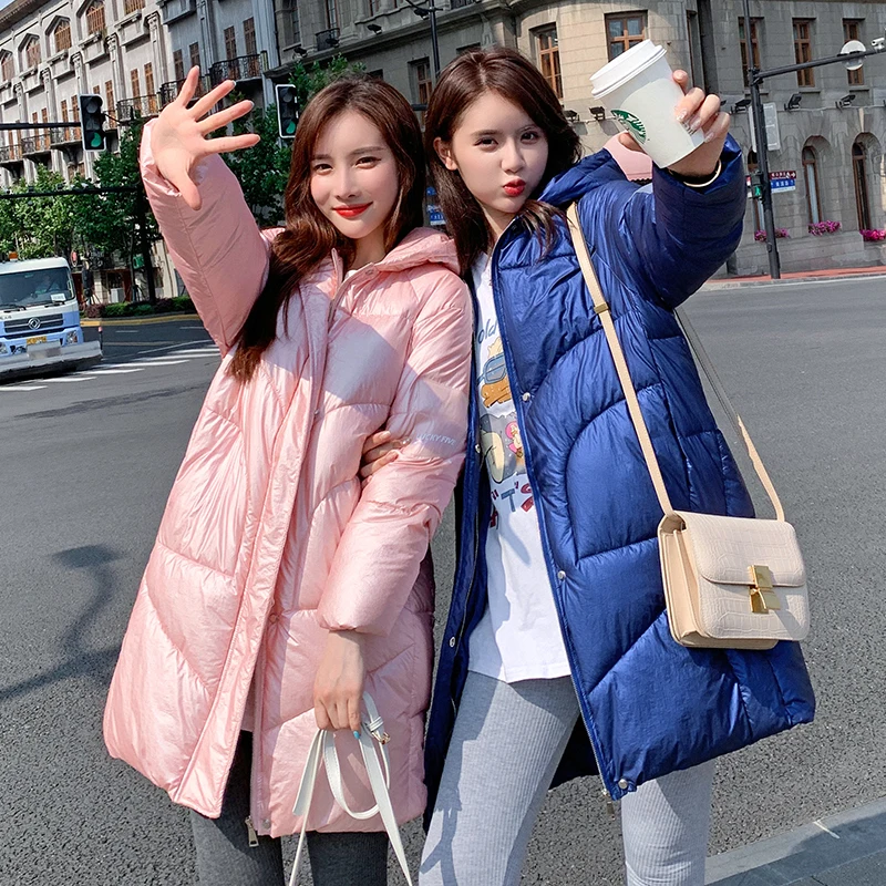 

Women Down Cotton Jacket Winter Thicken Casual Long Cotton Padded Coat Outwear Solid Hooded Warm Ladies Quilted Puffer Parkas