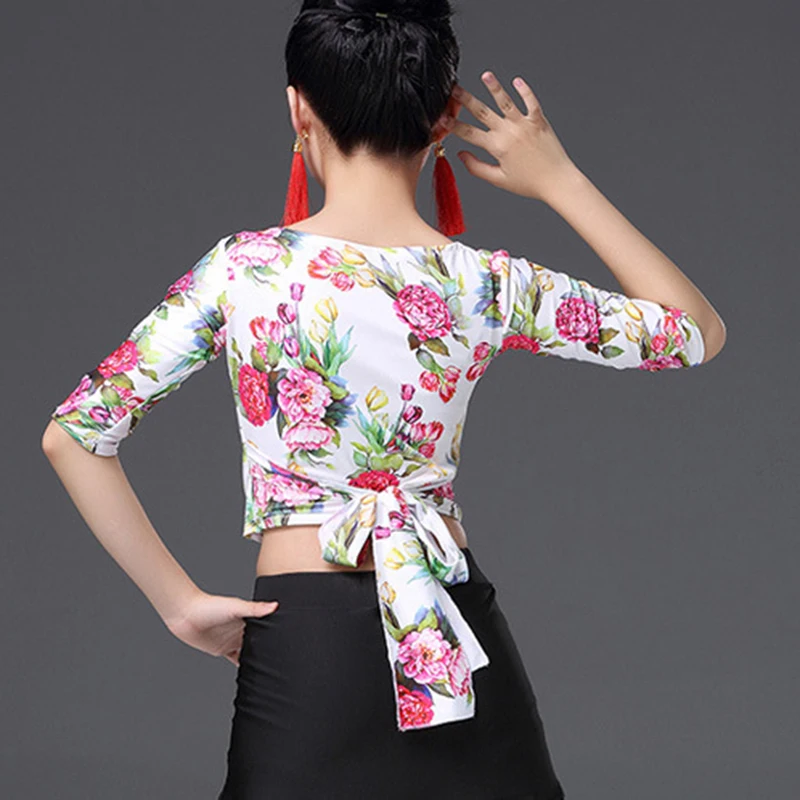 Платье для латинских танцев с кисточками девочек Детские топы принтом и юбка