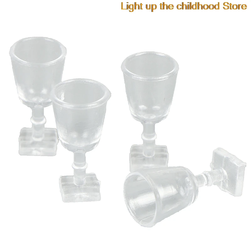 

4Pcs 1:12 Dollhouse Miniature 3D Cute Transparent square red wine glass For DIY Dollhouse Decoration Plastic Crafts