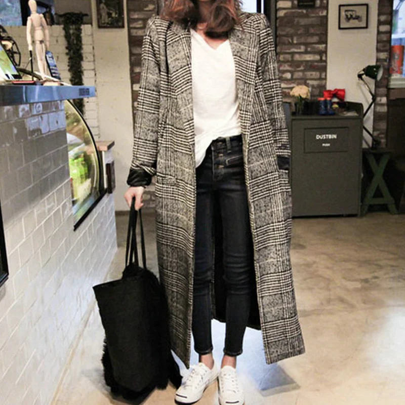 Woollen Coat Women's Middle Length South Korea 2021 New Fashion Autumn And Winter Knee Thickening Hepburn Tweed Coat