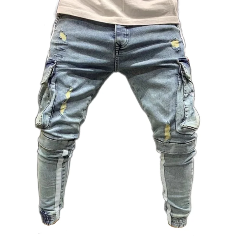 

Men's Multi-Pocket Tooling Jeans Casual Washed Anti-Wrinkle Locomotive Pencil Pants Fashion Streetwear High quality cargo pants