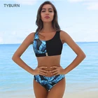 Tyburn, новый сексуальный женский купальник, модель 2021 года, женский купальный костюм, женский купальник с лямкой на шее, бикини, пляжная одежда с принтом листьев
