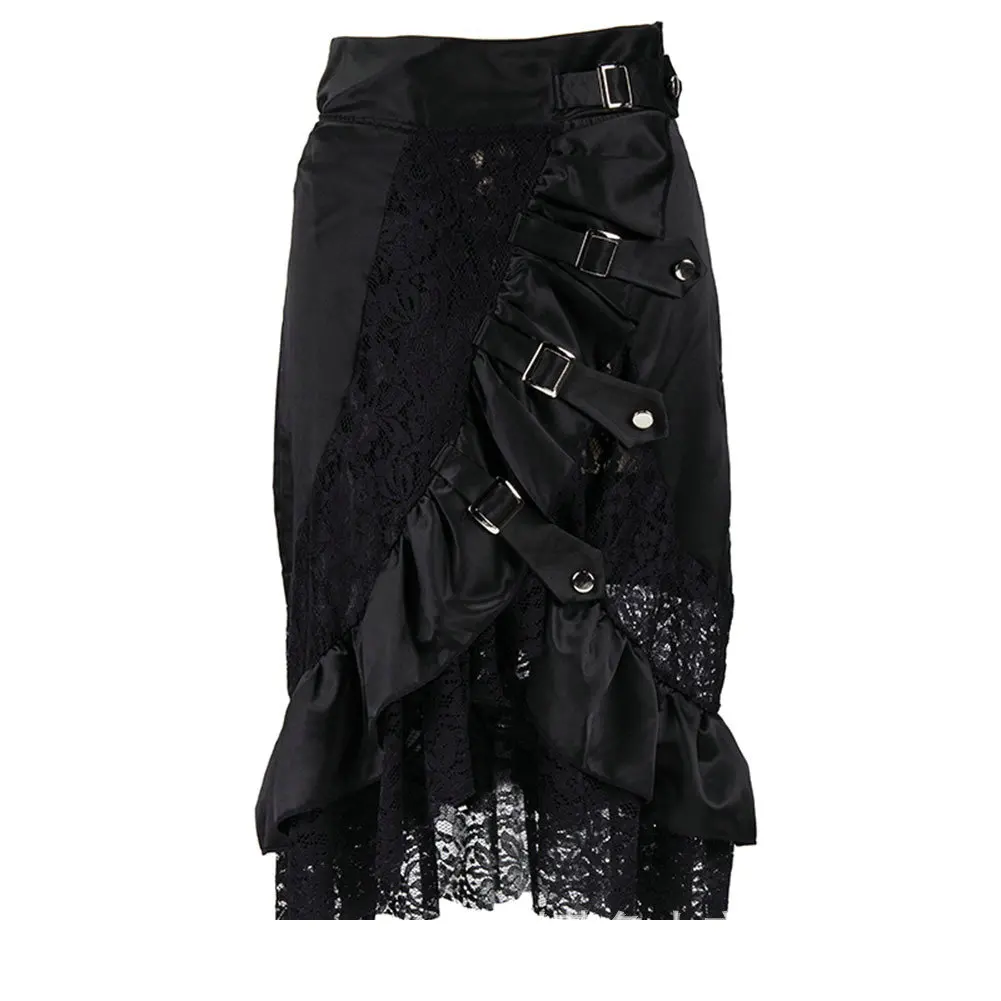 Новогоднее платье для вечерние Черная кружевная юбка в стиле панк-рок готика с