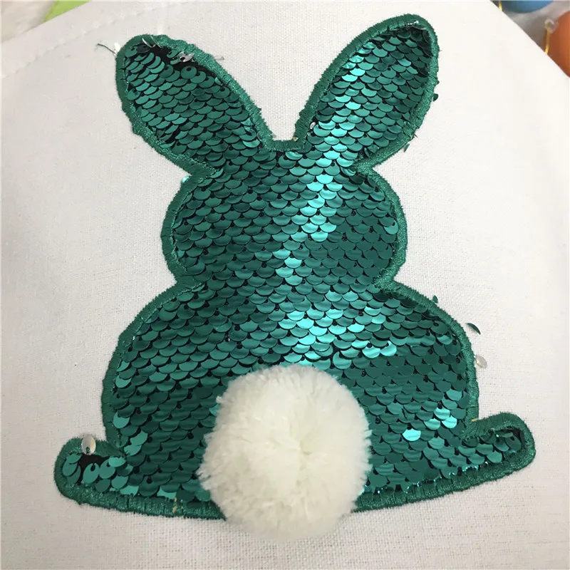 Cesta de conejo de pascua con lentejuelas, bolsa bonita para ni&ntilde;os, regalo de dulces, decoraci&oacute;n de fiesta de Pascua, 30 unids/lote, env&iacute;o directo-3