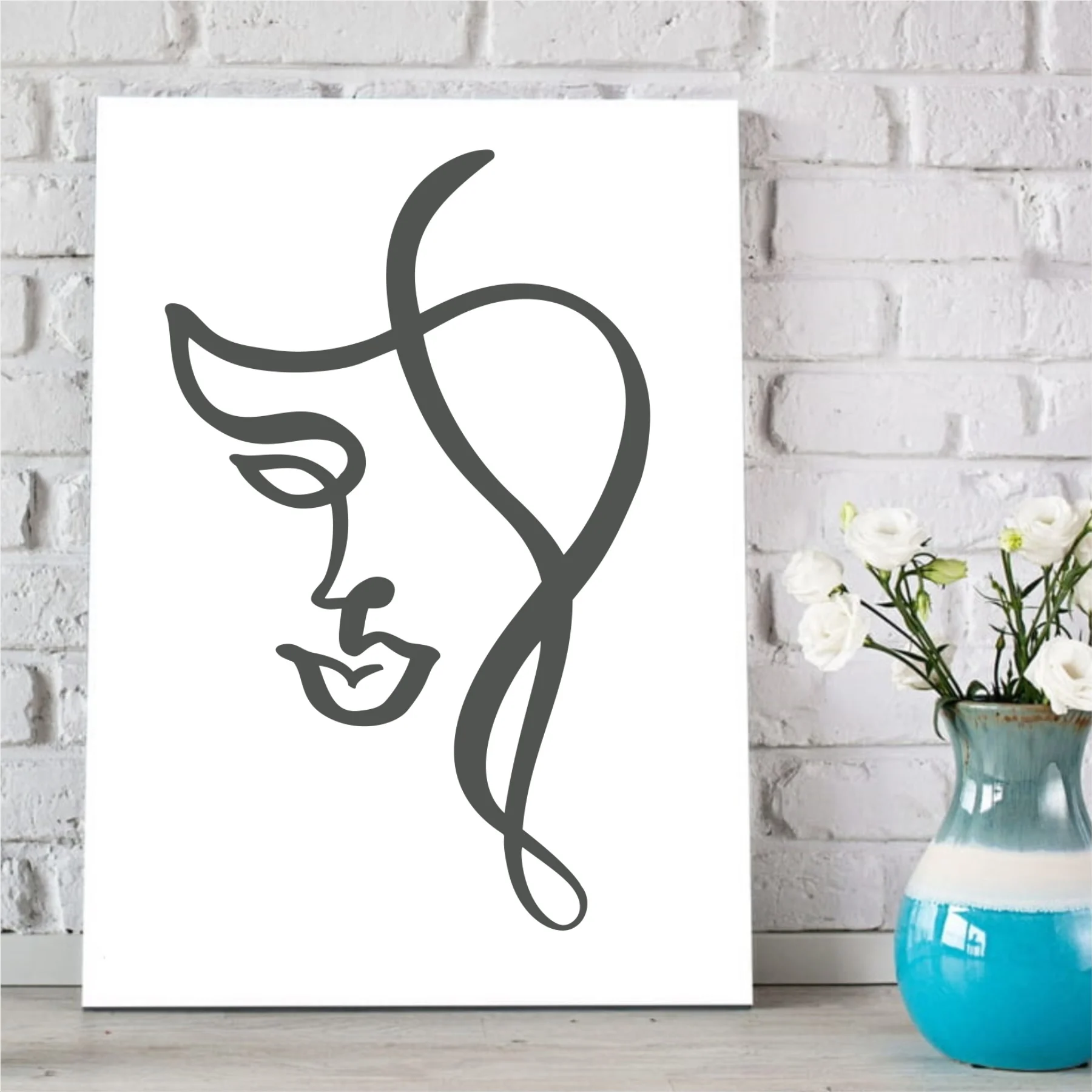

Charcoal Abstract Face Portrait Design Canvas Table-8