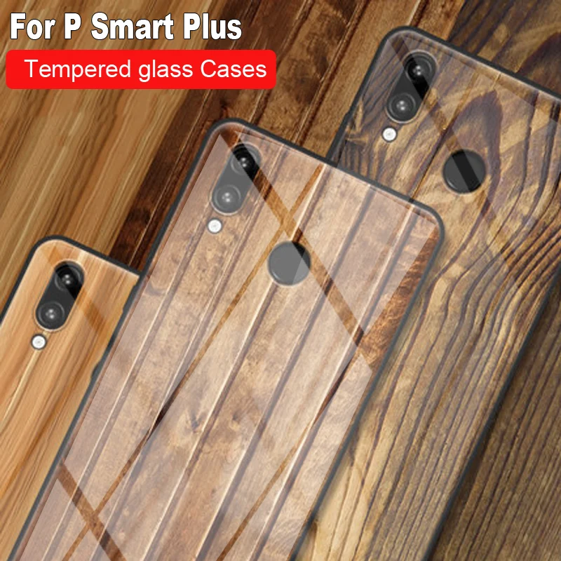 Чехол для телефона из закаленного стекла с деревянным узором Huawei P Smart Plus защитный