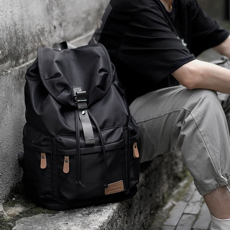 Вместительные дорожные рюкзаки для мужчин, винтажные школьные ранцы, водонепроницаемые черные ультралегкие рюкзаки для ноутбука 14 дюймов