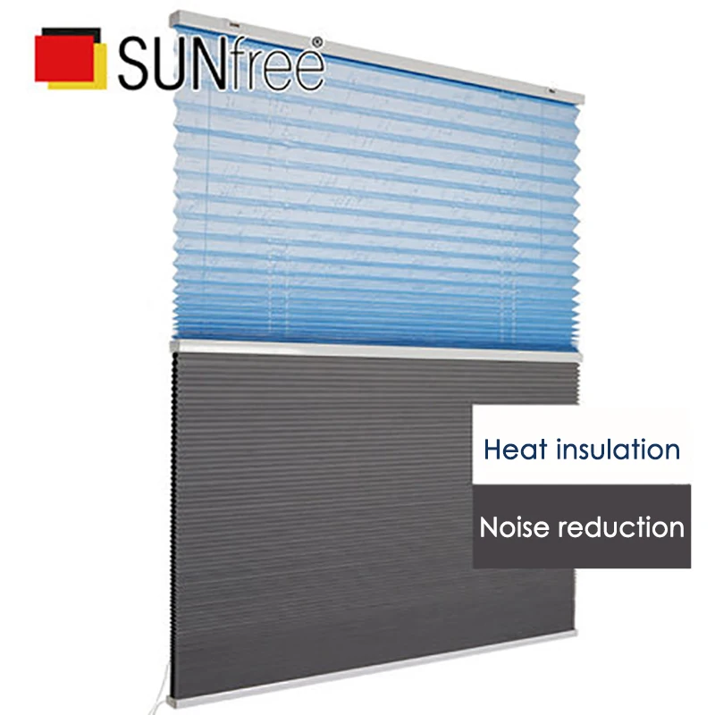 Двойные сотовые жалюзи SUNFREE для дня и ночи с функцией затемнения и фильтрации света, система управления шнуром, настраиваемый размер.
