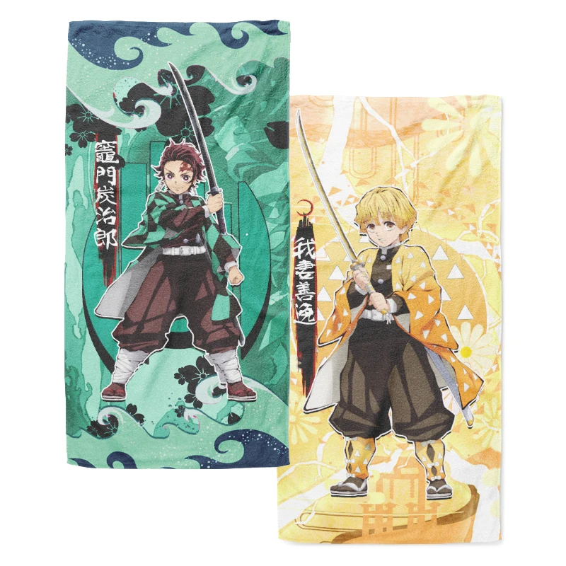 Полноцветное абсорбирующее полотенце банное Tanjirou you bean из хлопка с лезвием для