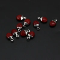 4pc hot selling natural faceted oblate semi precious stones fashion white stone plus red pendant diy jewelry accessories 8x13mm