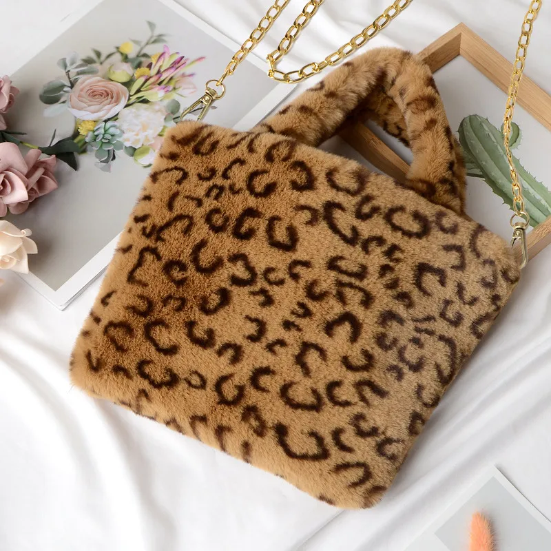 

Женская сумка из меха кролика Рекс, вместительная сумка через плечо с леопардовым принтом, 2021