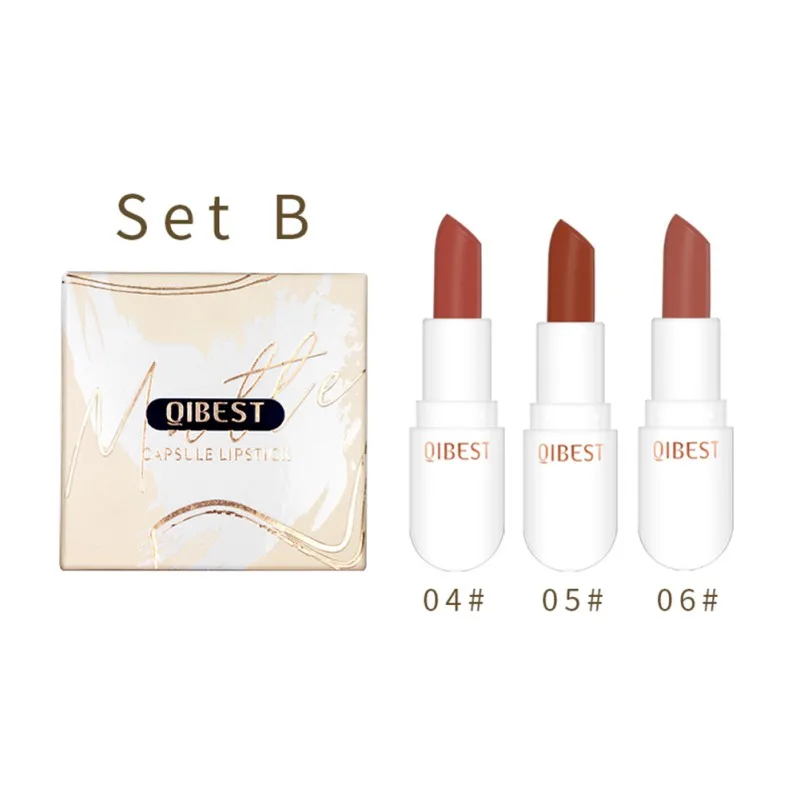 Набор из 3/6 шт. матовых красных помад с мини-капсулами, долговременными и не выцветающими для женщин, создающих бархатный матовый финиш.