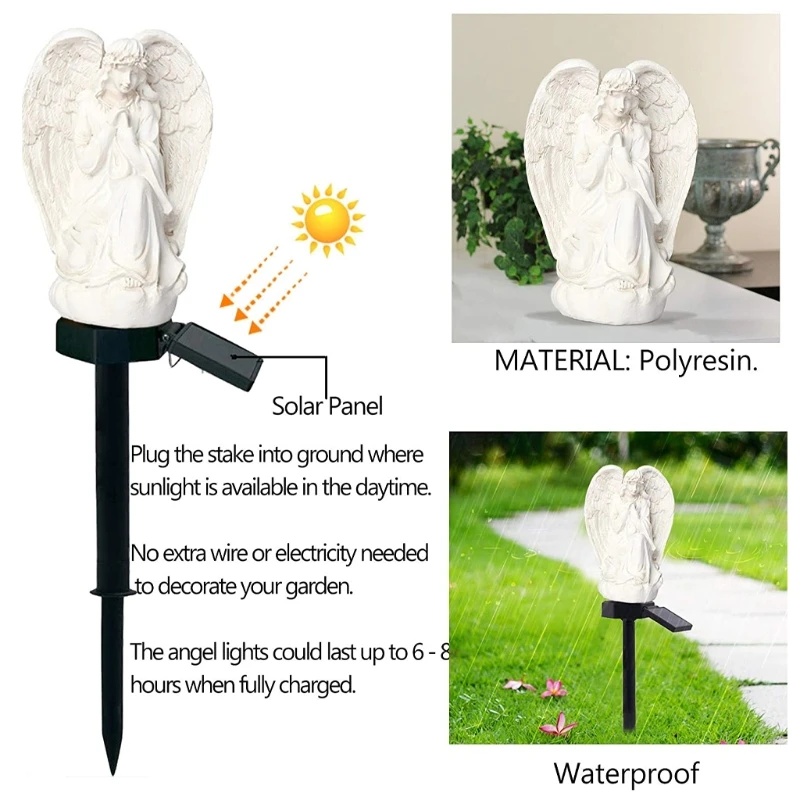

Angel Lamp Solar Lawn Light Angel Solar Lawn Lights Garden Angel Gifts Garden Decor Garden Gifts for Mom Memorial Stones F2TB