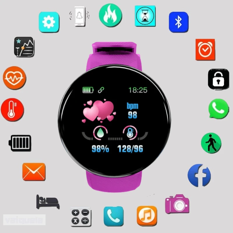 

D18 Bluetooth Smart Watch Men Blood Pressure Smartwatch Women Waterproof Sport Heart Rate Fitness Tracker Smart Clock Watches