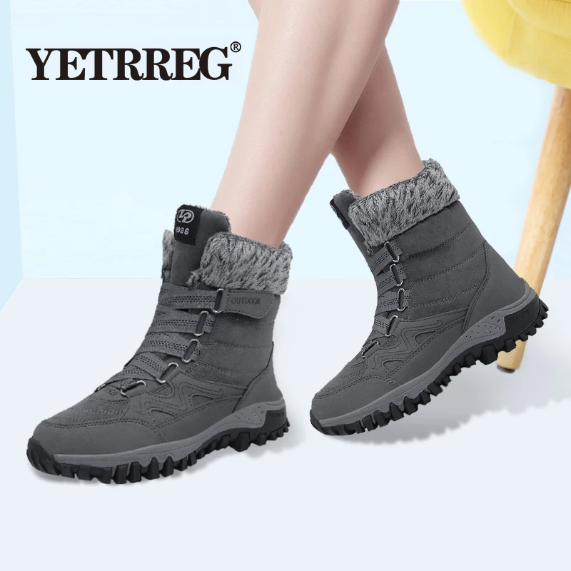 Новинка зимние теплые плюшевые женские ботинки замшевые модные Нескользящие на