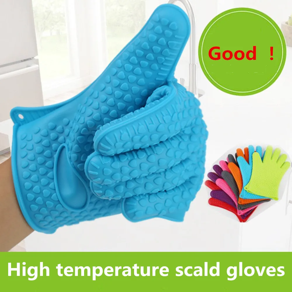 

1 Pair Anti-scald High Temperature Silicone Gloves For Men Women Warm Anti-slip Silicone Gloves kitchen Barbecue