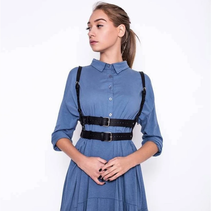 

Ремень женский кожаный с подвязками, в стиле панк