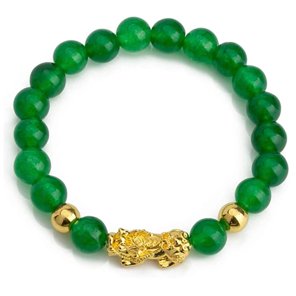 

charming Porsperity Feng Shui Bead Bracelet with Gold Plated Pi Xiu/Pi Yao Attract Wealth and Good Luck