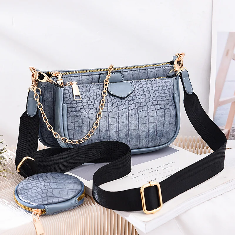 

Ladies Shoulder Bag 2021 New Mahjong Bag Three-in-one Fashion All-match Chain Shoulder Bag Stone Grain Messenger Bag