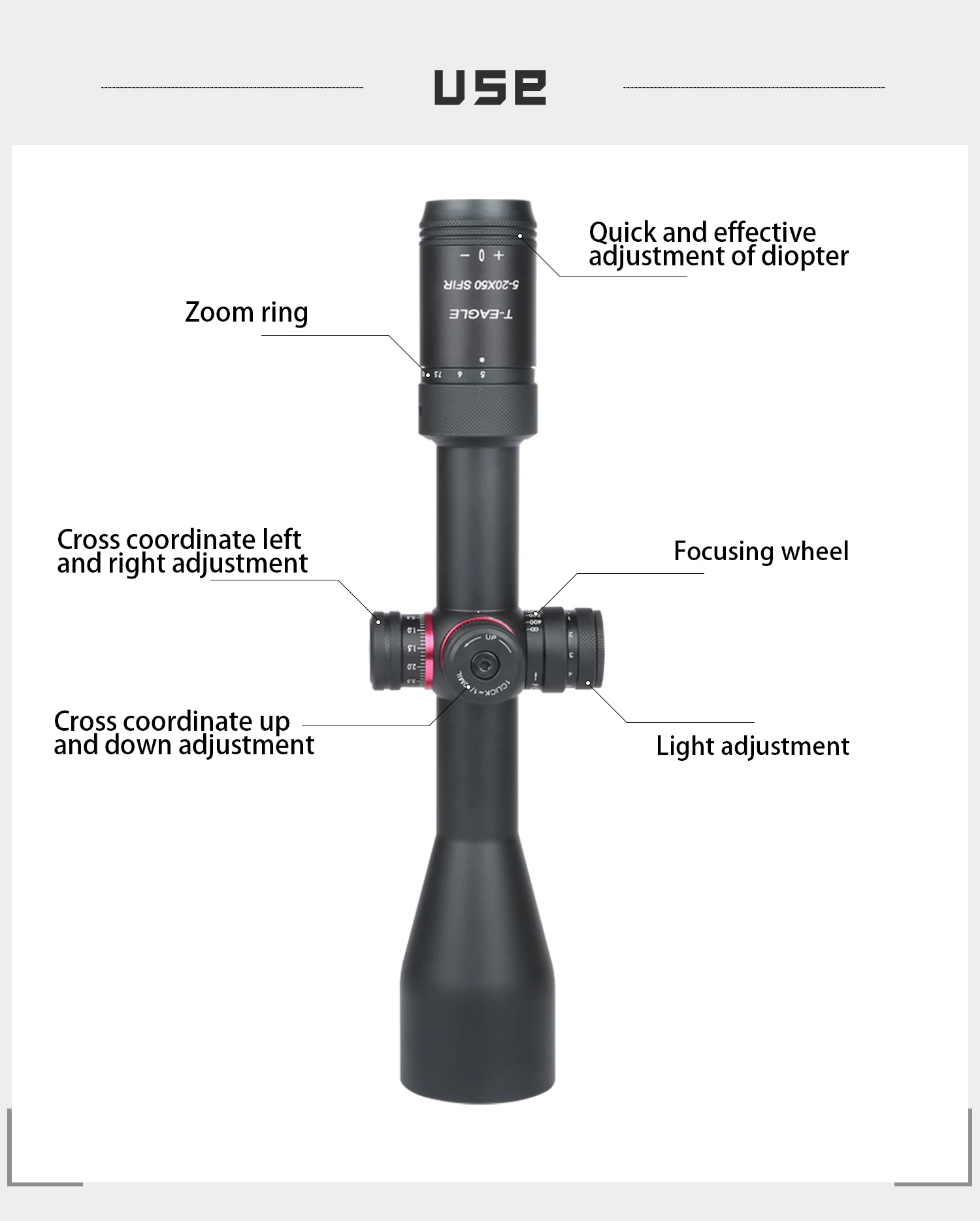 Оптический прицел для винтовки T-eagle ER 5-20X50 Sfir оптический верлихте стекло боковой