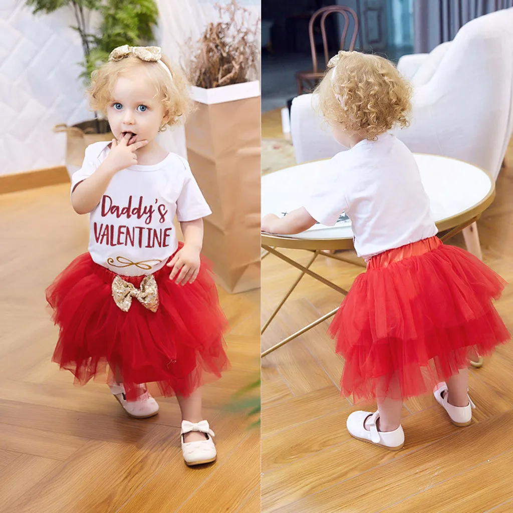 Комплект принцессы с длинными рукавами на День святого Валентина для маленьких