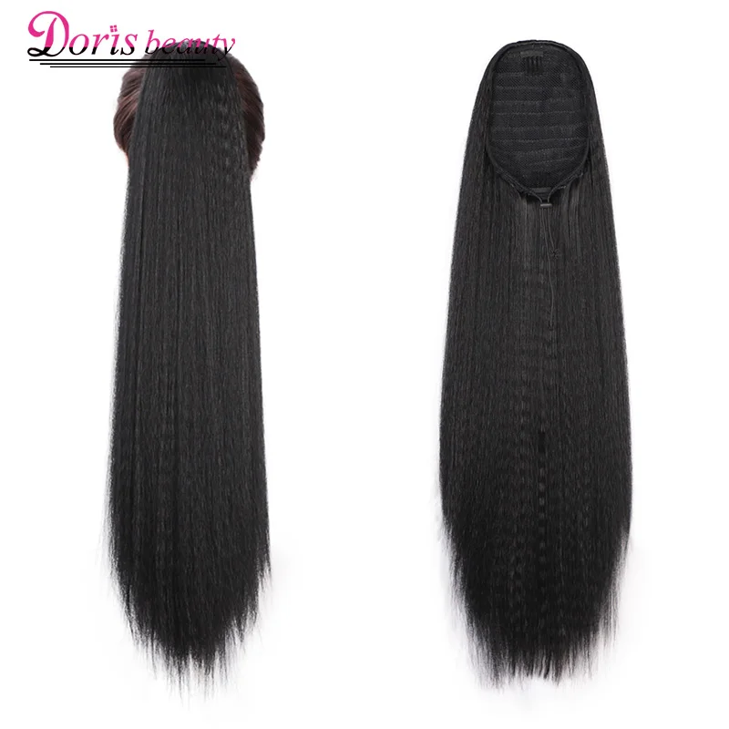 

Doris Beauty Yaki Straight Ponytail Drawstring Ponytail Kinky Straight Long Pony Tail Natural Hair Extensions for Black Women