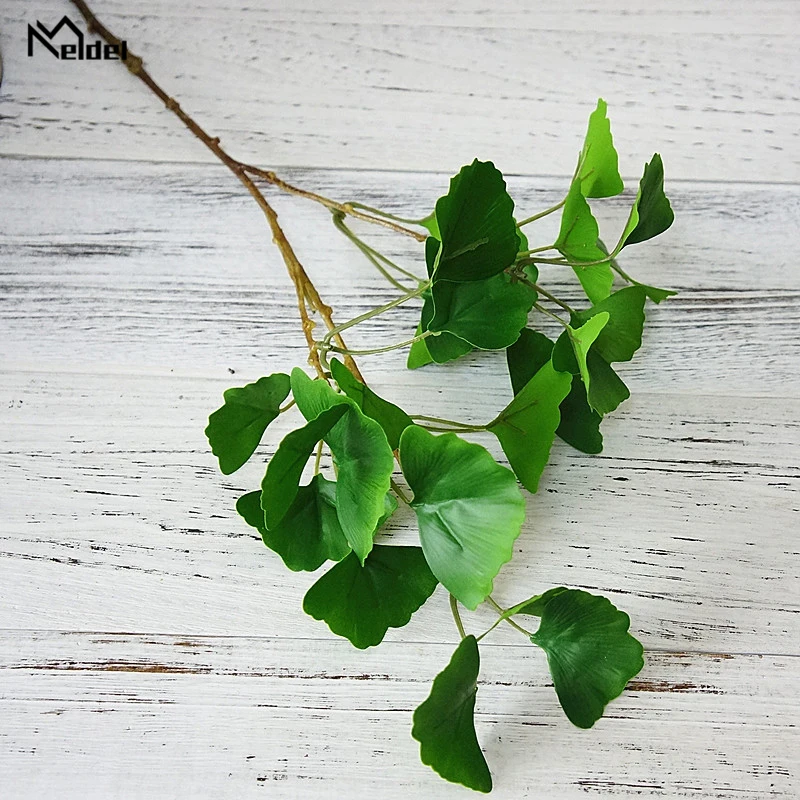 Искусственные листья гинкго Meldel 3 вилки дерево Maidenhair растение ручной работы для
