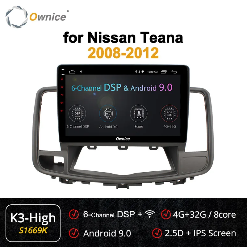 Ownice K1 K2 K3 K5 K6 2 DIN Восьмиядерный Android 8,1 автомобильный gps-навигатор для NISSAN Teana 2008-2012 радио аудио стерео dvd-плеер 4G - Цвет: S1669 K3-High