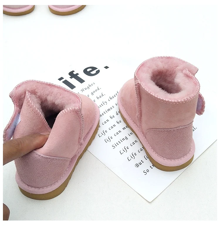 Baby Girls Snow Boots Winter Australia Warm Sheep Skin Leather Fur Baby Botas Waterproof Infant Boot Boys Bootie Shoes Non-slip