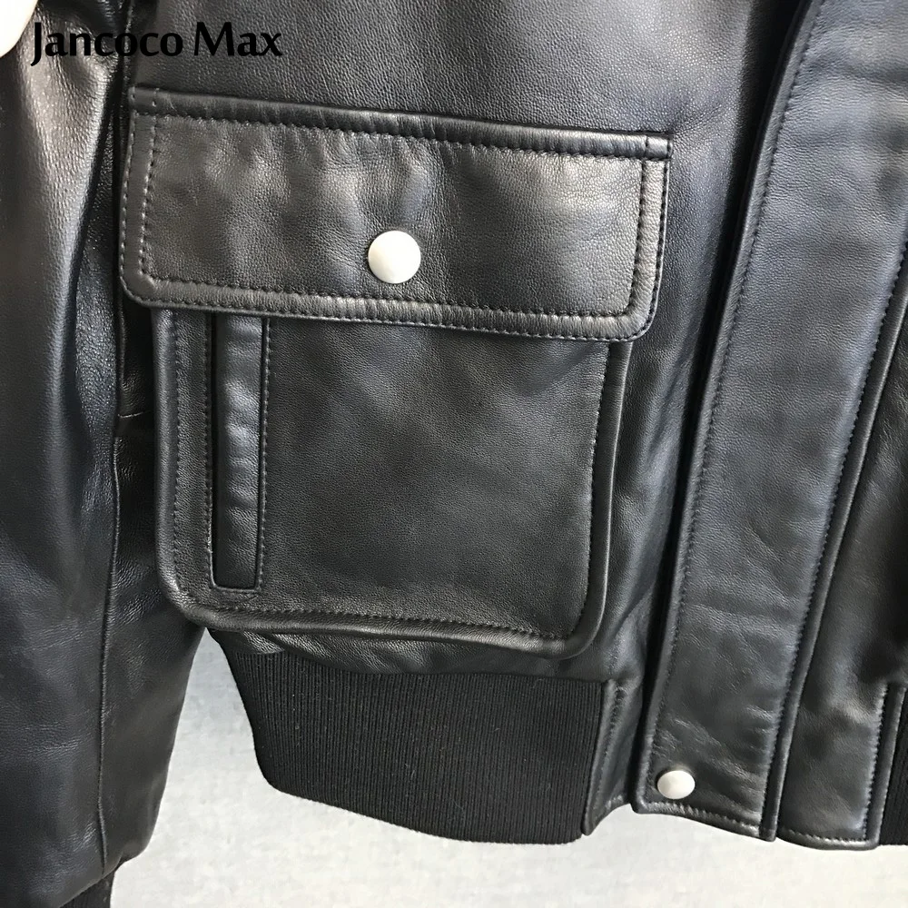 Jancoco Max Женская куртка из натуральной овечьей кожи с воротником лисьего меха