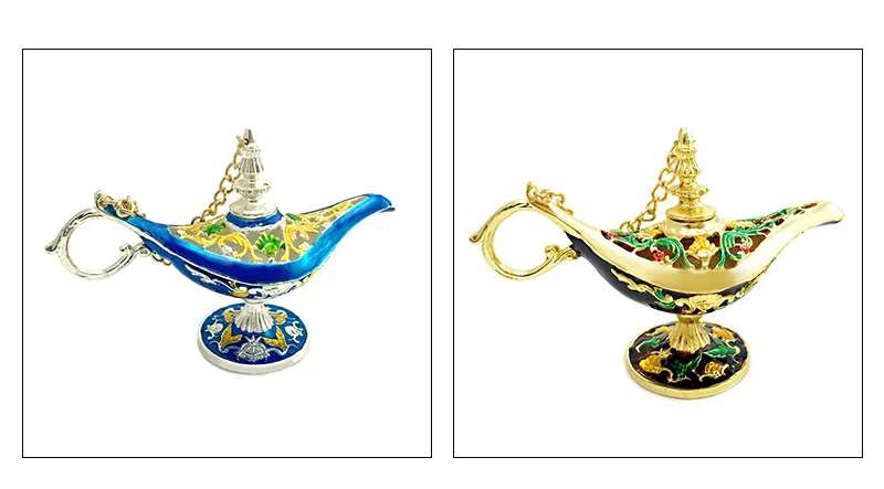 Ближний Восток Aladin лампа Статуэтка шкатулка для бижутерии арабские украшения дома аксессуары Позолоченные эмалированные металлические лампы орнамент