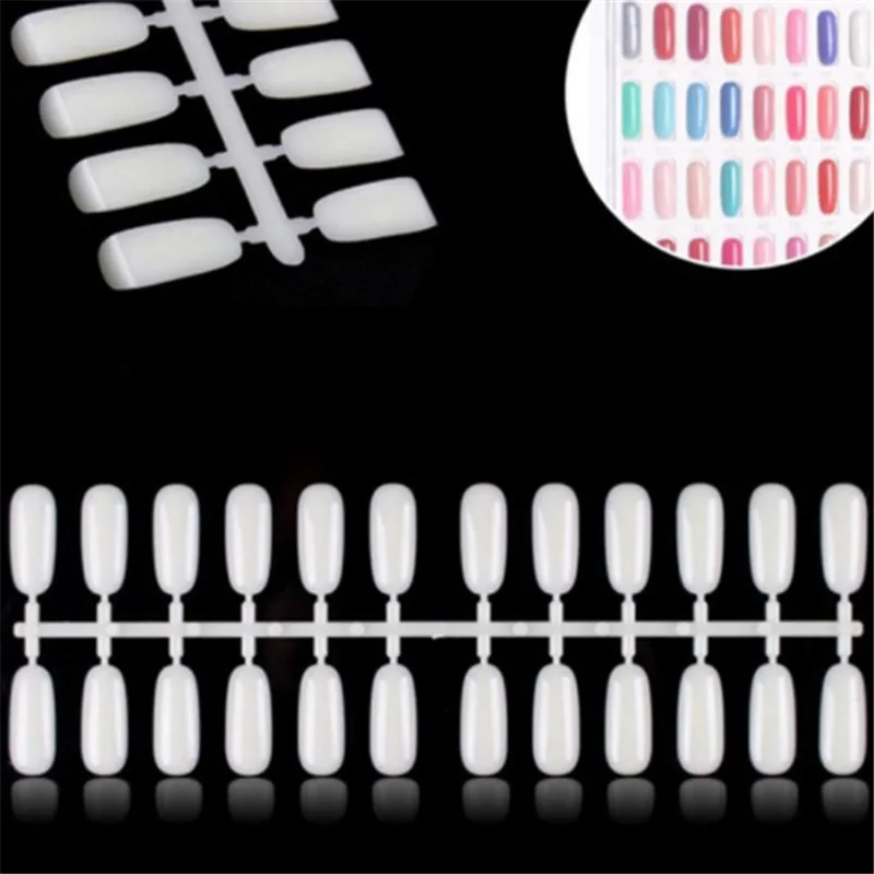 

120pcs Shell/Oval Shape False Nail Tips Transparent White Color Card Display Manicure Nail Art Practice Display Tools