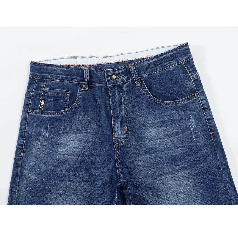 Джинсовые шорты мужские с карманами узкие модные штаны из денима эластичность